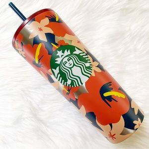 NWT Starbucks Venti Hibiscus Flower Stainless Steel Tumbler